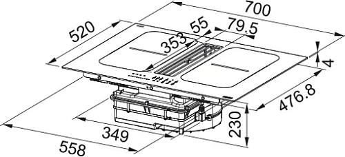 Индукционная панель с интегрированной вытяжкой Smart FSM 7081R HI