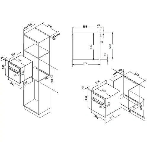 Электрический духовой шкаф Evelux EO 612 EB