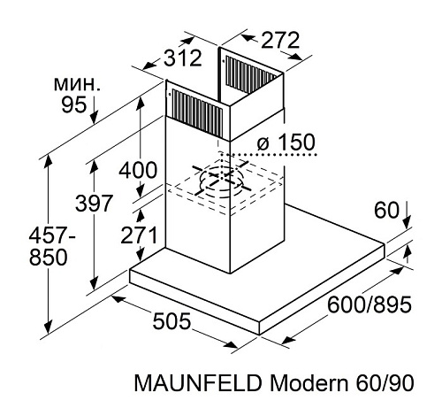 Кухонная вытяжка MAUNFELD Modern 60 чёрный