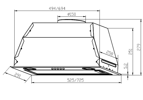 Встраиваемая вытяжка LEX GS BLOC P 600 Ivory Light Белый антик